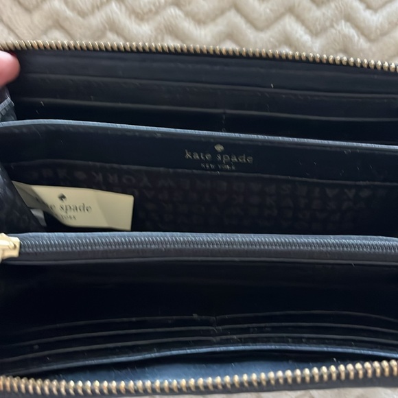 Kate Spade Zip Around Wallet Black with Spade design. Great condition. - Picture 4 of 6